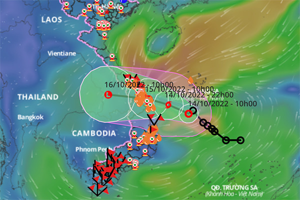 Bão số 5 giật cấp 10, hướng vào Đà Nẵng - Quảng Ngãi