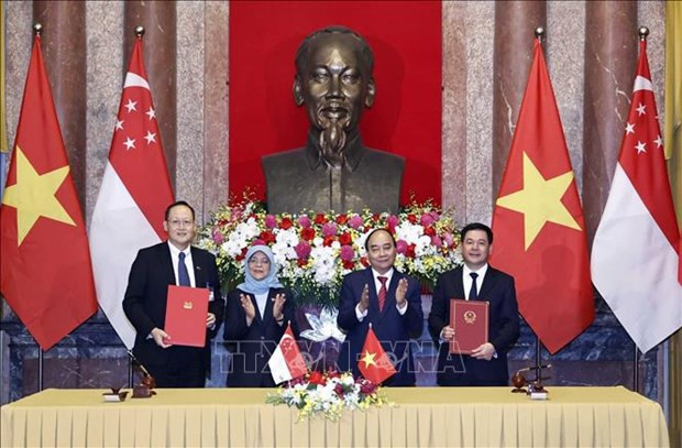 Vietnamese President holds talks with Singaporean counterpart hinh anh 3