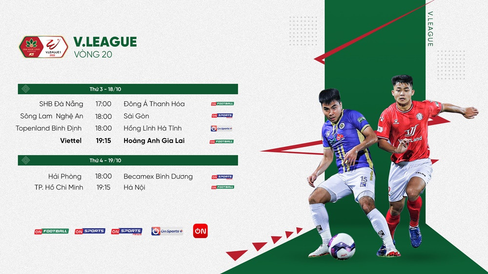 Lịch thi đấu vòng 20 V-League hôm nay: Viettel đấu HAGL, Hà Nội đá xa nhà