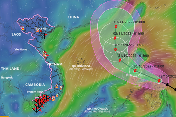 Bão Nalgae tăng cấp trước khi vào Biển Đông, liên tục đổi hướng