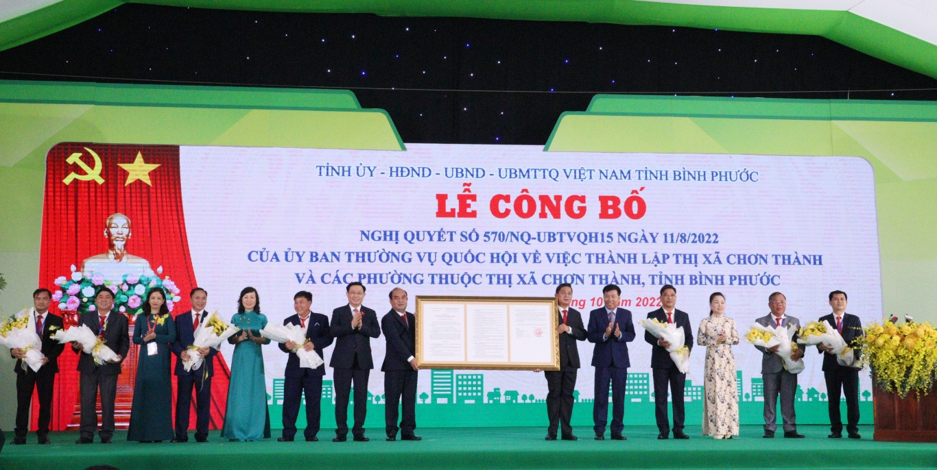 Thành lập thị xã Chơn Thành và các phường thuộc thị xã Chơn Thành, tỉnh Bình Phước