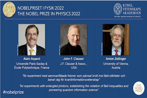Giải Nobel Vật lý năm 2022 vinh danh ba nhà khoa học lớn