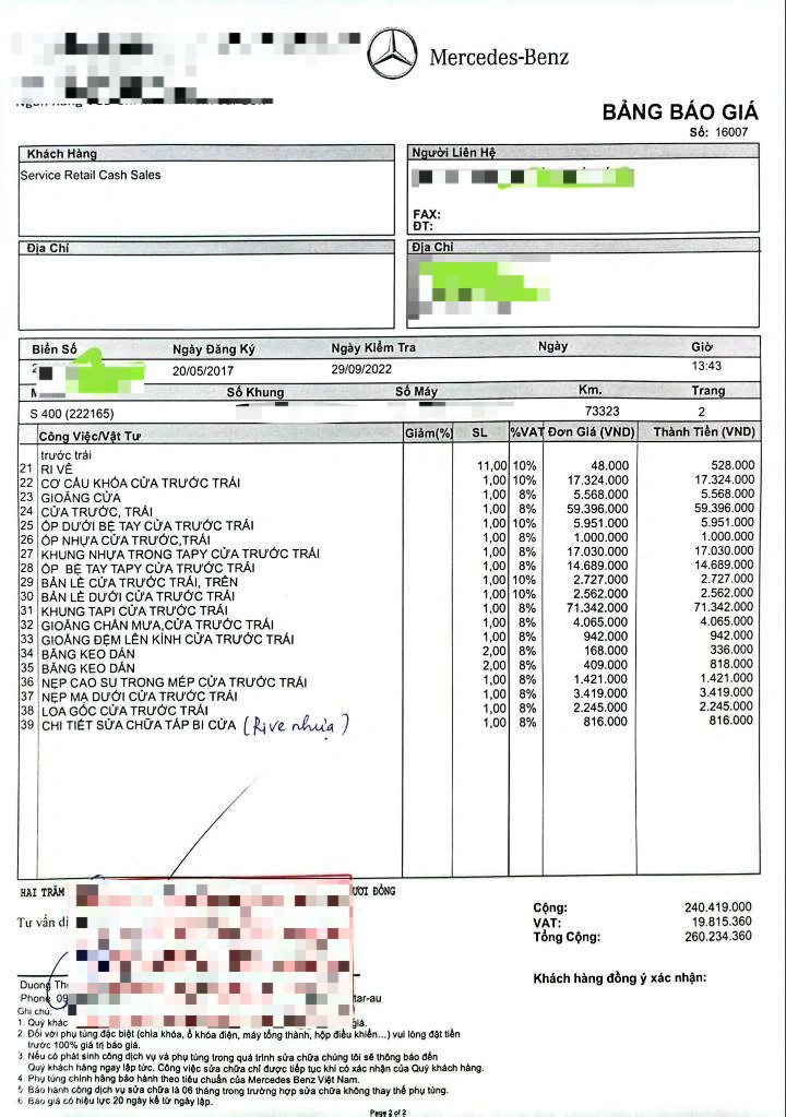Chi phí sửa Mercedes S400 bị gãy cửa bằng cả chiếc Kia Morning cũ - 1