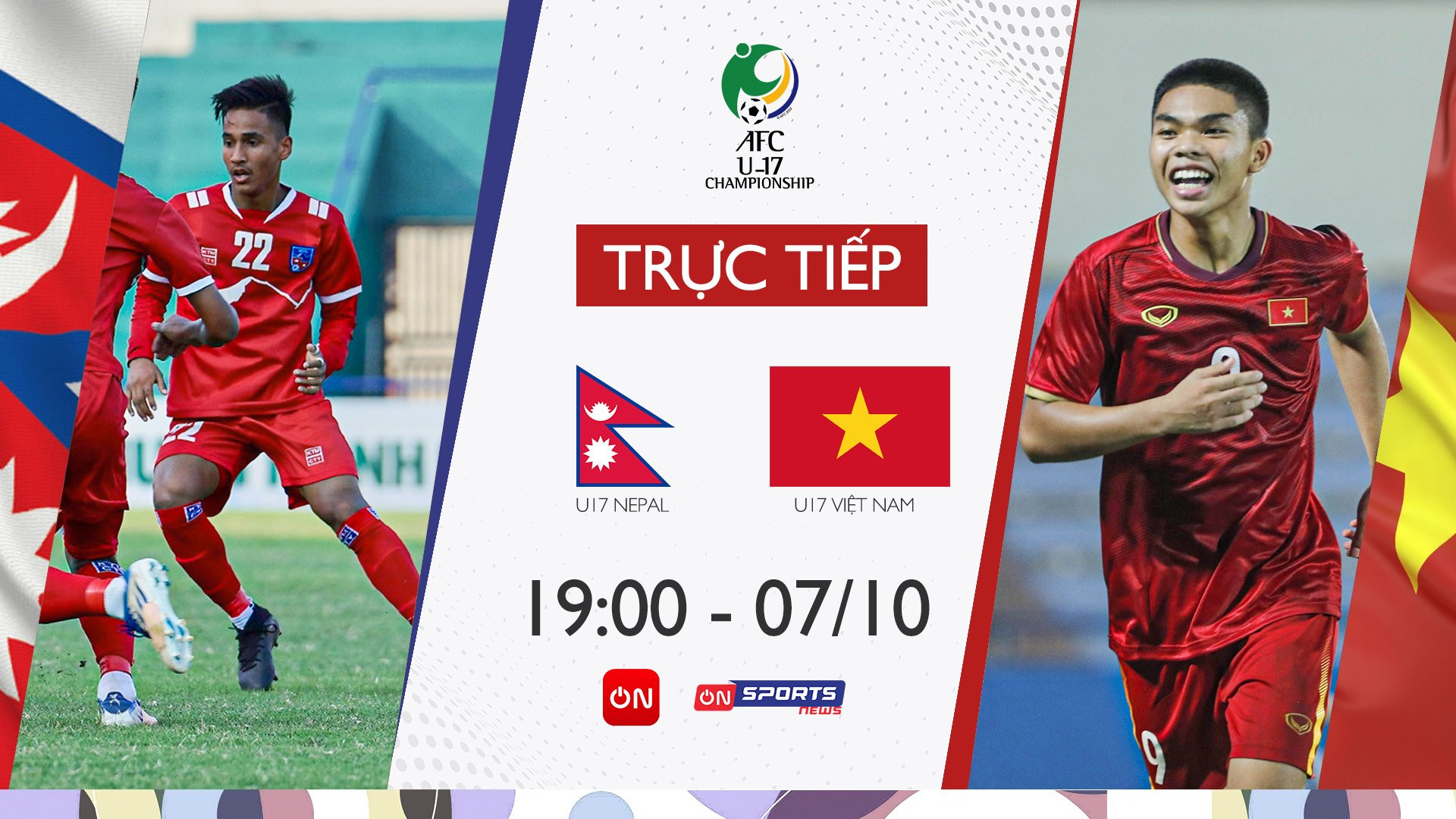 Link xem trực tiếp bóng đá U17 Việt Nam vs U17 Nepal, 19h hôm 7/10