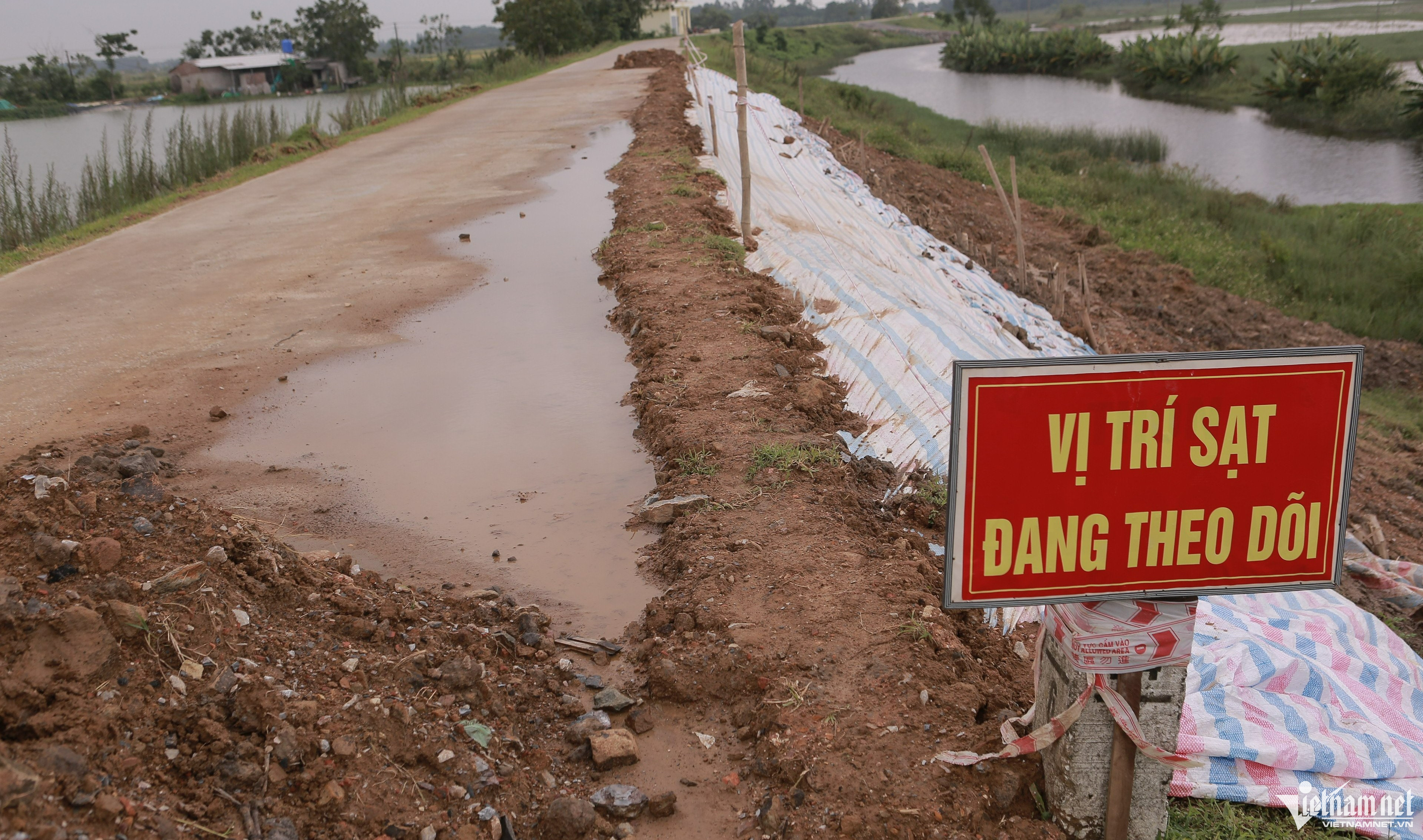 Đê tả sông Mã sụt lún dài 1km, đe dọa hơn 29 nghìn dân ở Thanh Hóa