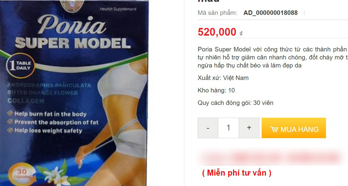 Cảnh báo sản phẩm giảm cân giá nửa triệu đồng/hộp chứa chất cấm nhiều độc tính