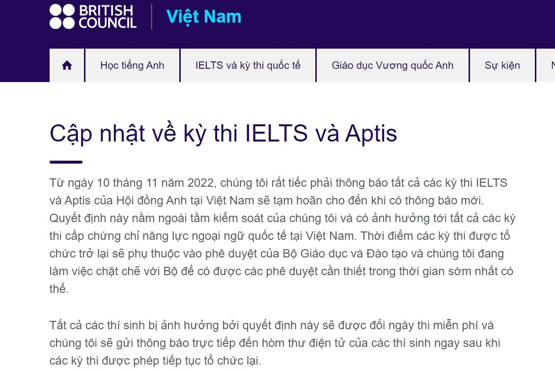 Thí sinh, phụ huynh “nóng lòng” khi kỳ thi IELTS bị hoãn đột ngột