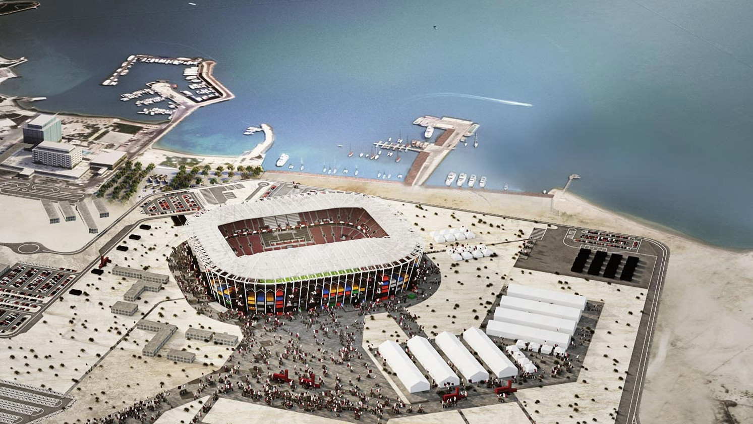 Bên trong sân vận động dựng từ 974 container dành cho World Cup 2022 độc nhất ở Qatar