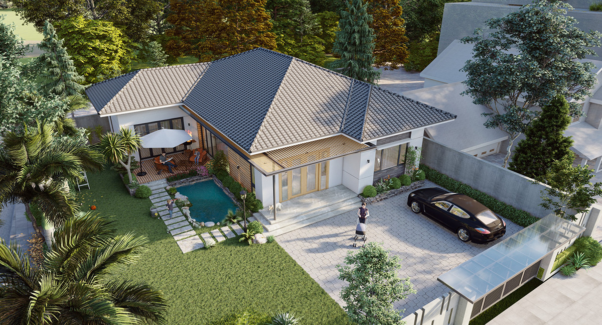 Nhà cấp 4 mái Thái ở nông thôn siêu sang, tiện nghi và đẹp sắc nét