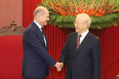 Tổng Bí thư Nguyễn Phú Trọng tiếp Thủ tướng Đức Olaf Scholz