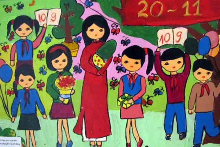 Tranh vẽ đề tài 2011 tranh ngày nhà giáo Việt Nam đẹp và ý nghĩa nhất   Trung Tâm Đào Tạo Việt Á