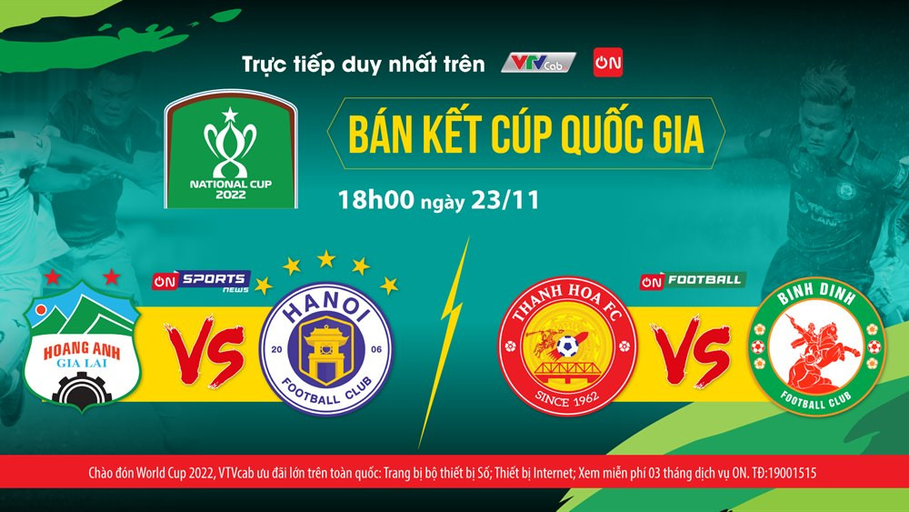 Lịch thi đấu vòng bán kết Cúp Quốc gia 2022: HAGL đấu Hà Nội