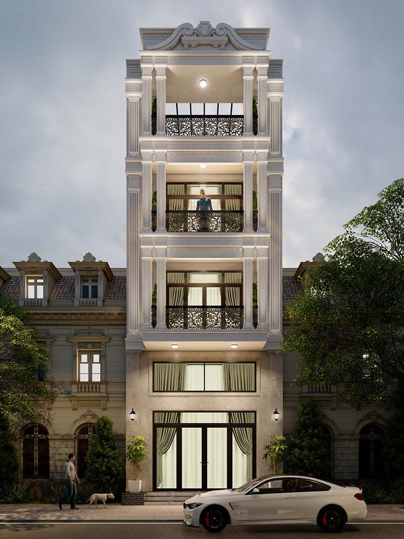 Thiết kế nhà phố tân cổ điển 5 tầng kết hợp kinh doanh tại Bắc Giang  VILINCO  Kiến Trúc Nhà Đẹp