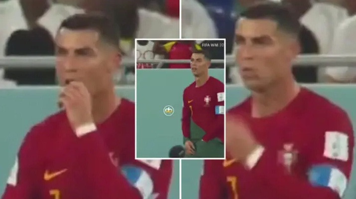 Ronaldo gây sốc móc đồ ăn từ quần lót bỏ vào miệng ở trận Ghana