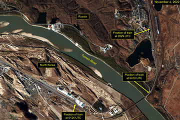 Ảnh vệ tinh hé lộ đoàn tàu hỏa vượt biên giới Triều Tiên sang Nga