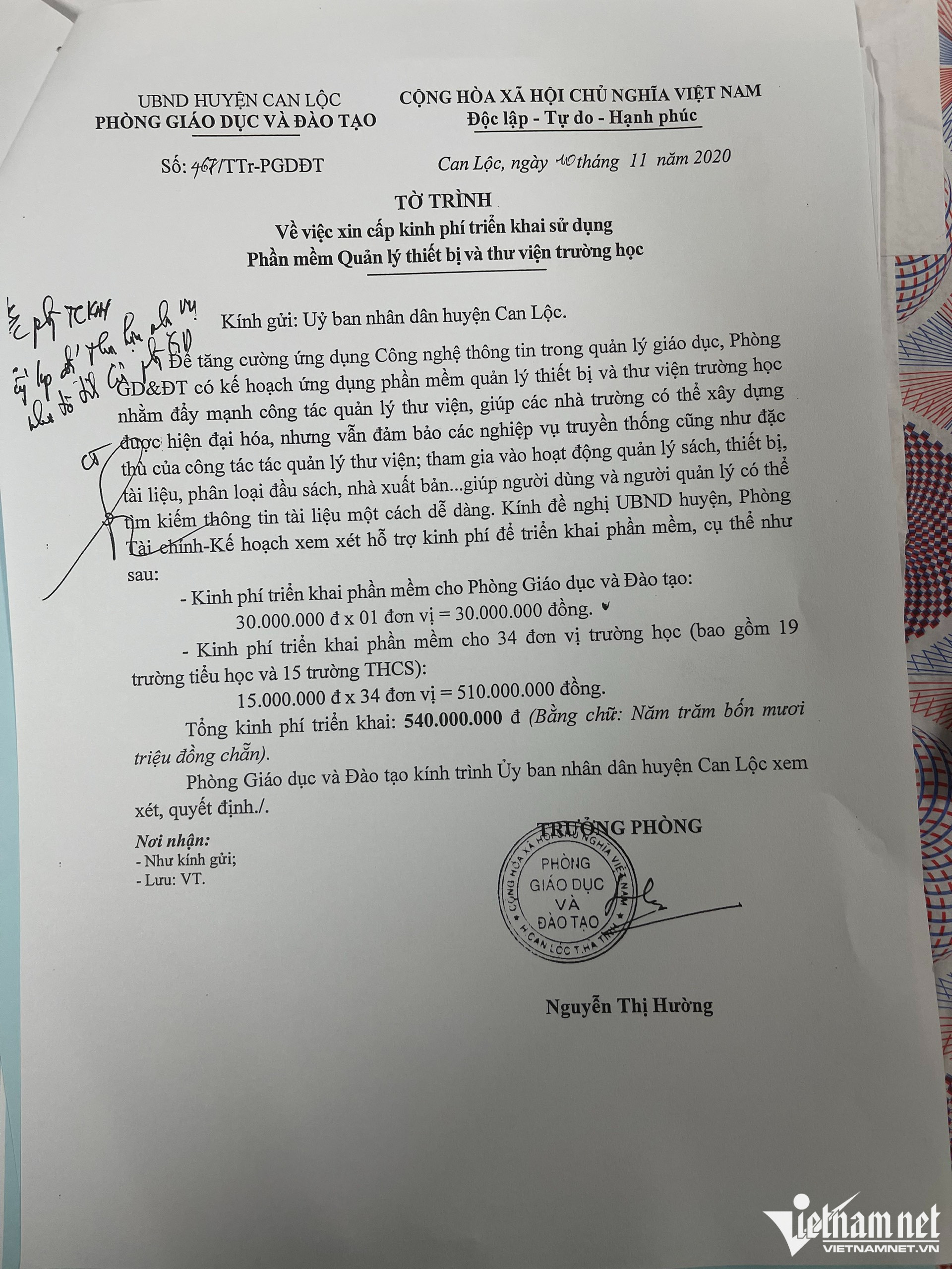 Huyện nói chi hơn nửa tỷ mua phần mềm, Trưởng phòng Giáo dục lại bảo ‘được cho’