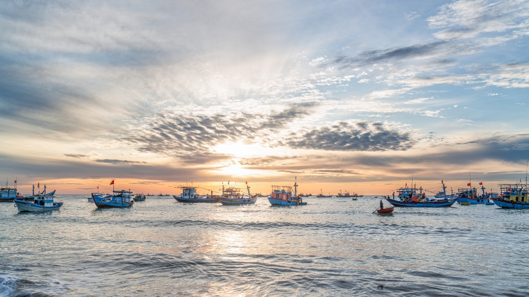 Fishing village at dawn