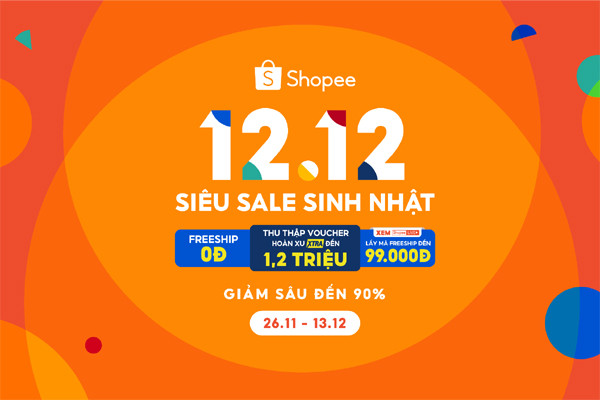 Shopee tung ưu đãi độc quyền mừng sinh nhật 12/12