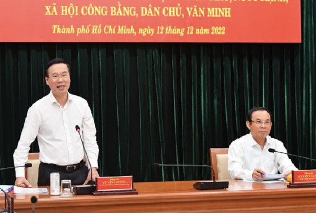 Thường trực Ban Bí thư Võ Văn Thưởng làm việc với Ban Thường vụ Thành ủy TP.HCM