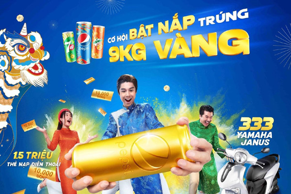 Cơ hội trúng vàng khi bật nắp Pepsi, 7UP và Mirinda