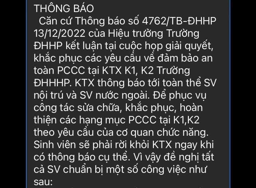 Trường ĐH Hải Phòng đột ngột buộc sinh viên rời ký túc xá