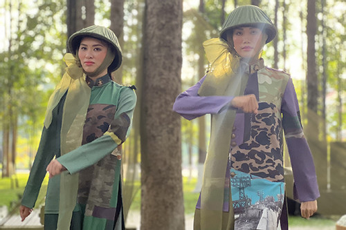 Show thời trang áo dài lấy cảm hứng từ lụa và người lính