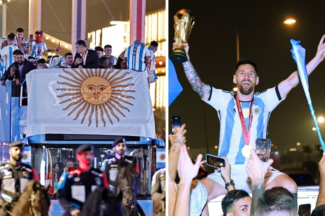 Messi diễu hành ăn mừng trên xe buýt mui trần