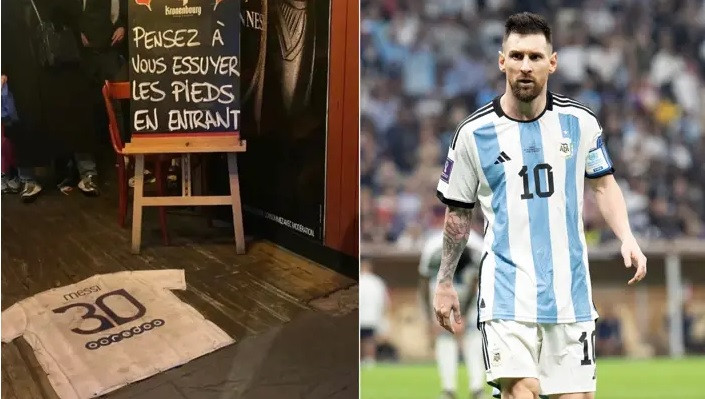 Áo đấu Messi được dùng làm… thảm chùi chân ở Paris