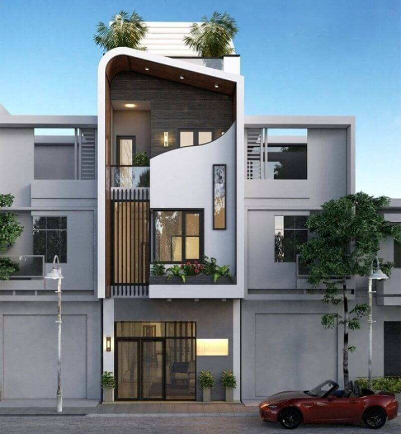 Phương án thiết kế mẫu nhà 3 tầng 50m2 đẹp mái bằng hiện đại đẹp NP120119 -  Kiến trúc Angcovat