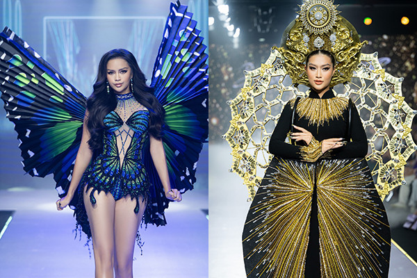 Ngọc Châu 'hoá bướm', Thiên Ân mặc áo dài nặng gần 20 kg diễn thời trang