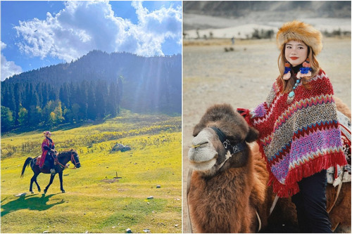 Cô gái Việt cưỡi lạc đà, băng sa mạc, chạm vào mây trên dãy Himalaya