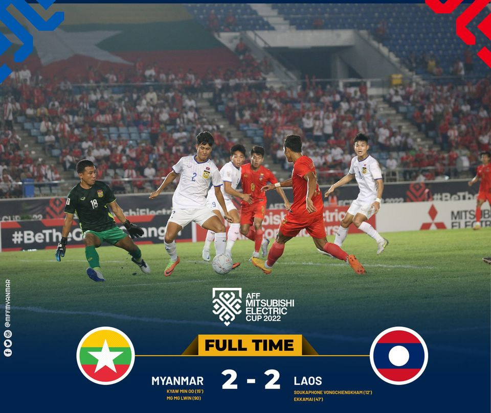 Myanmar may mắn thoát thua trước tuyển Lào