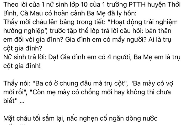 Thầy giáo phải xin lỗi vì gọi 'mày', nói chuyện tế nhị của gia đình nữ sinh