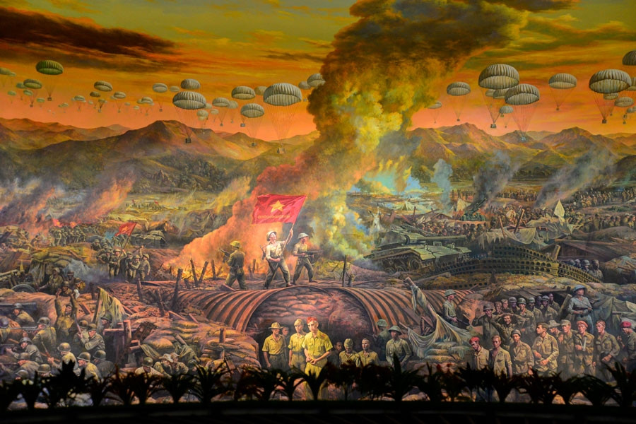 The image of Dien Bien soldiers on the Dien Bien Phu panorama mural