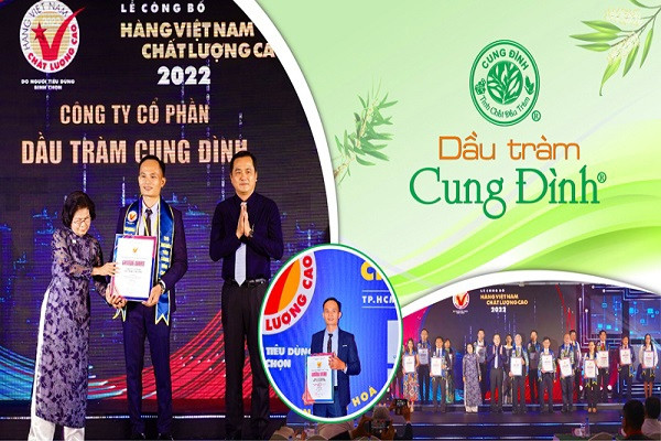 Dầu tràm Cung Đình vào Top hàng Việt Nam chất lượng cao năm 2022