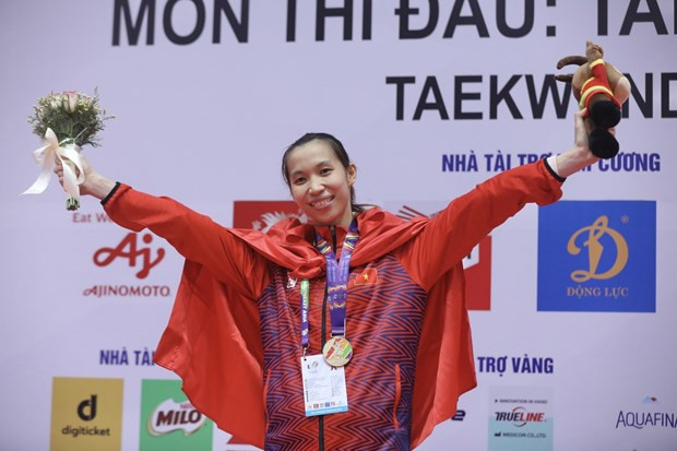 SEA Games 31: Vietnam’s female taekwondo fighters win two golds on May 17 hinh anh 1