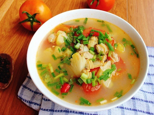 cách nấu canh ngao chua dứa