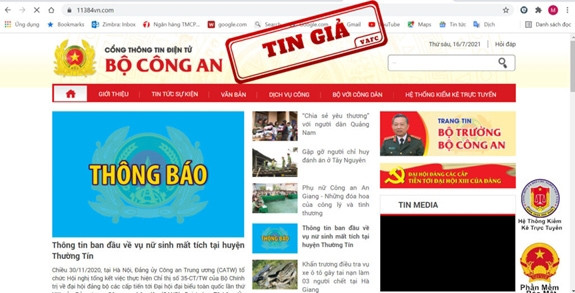 Cảnh báo trò giả mạo website của Bộ Công an để lừa đảo