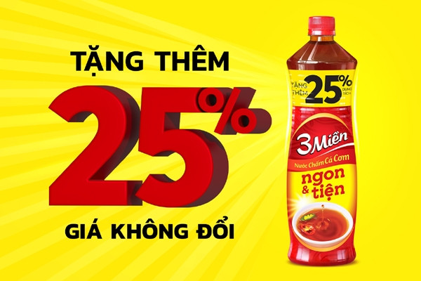 Nước chấm 3 Miền tặng 25% dung tích giúp người nội trợ tiết kiệm hơn