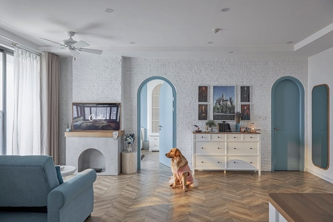 Beautiful and gentle pastel blue apartment in Ho Chi Minh City