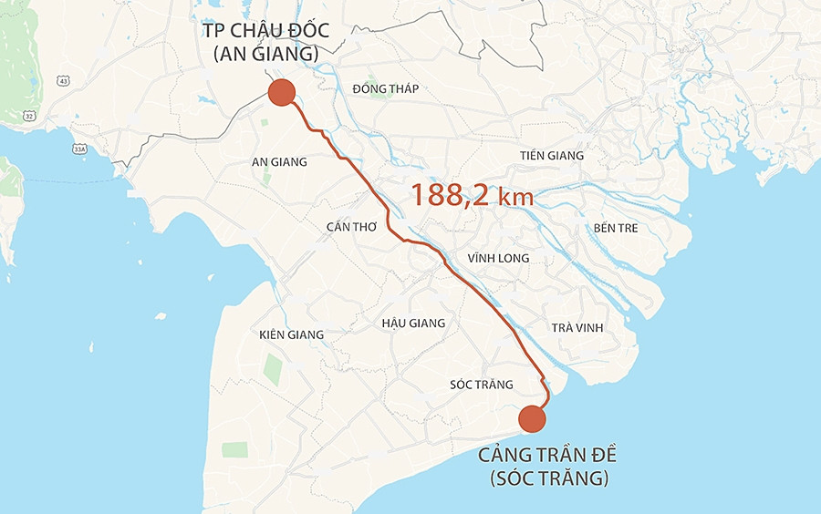 Đồng bằng sông Cửu Long có thêm cao tốc dài 188km