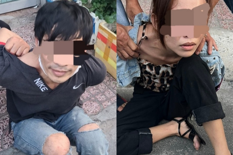Clip cảnh sát vây bắt đôi nam nữ mang 1kg ma túy trong khu dân cư