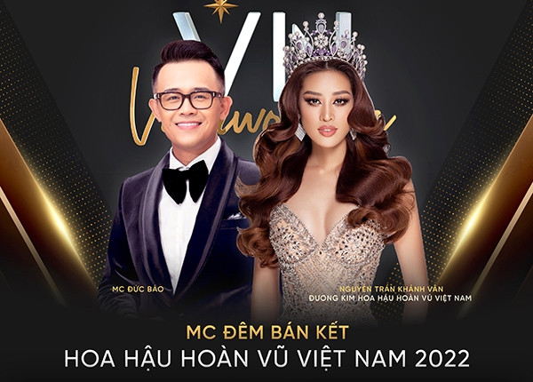 Duc Bao 和 Khanh Van 擔任 2022 年越南環球小姐半決賽的 MC