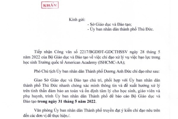 TP.HCM chỉ đạo khẩn vụ học sinh trường quốc tế đánh nhau