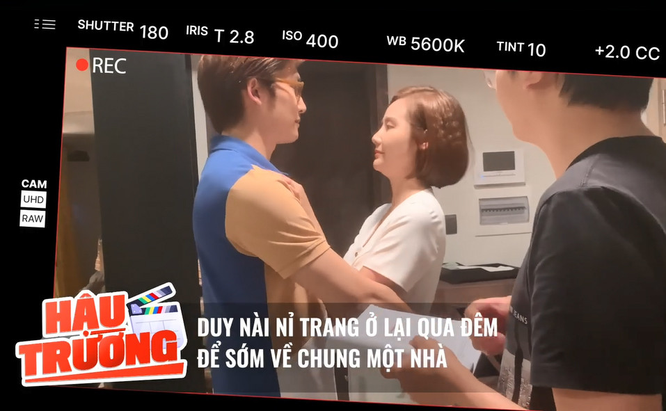 Huyền Lizzie và Đình Tú diễn cảnh ôm ấp tình tứ hậu trường 'Thương ngày nắng về'