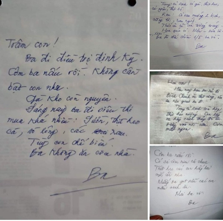 Những bức thư dặn dò viết tay của bố chồng Trâm Trần khiến nhiều người xúc động (nguồn Nhóm Cháo Hành Miễn Phí)