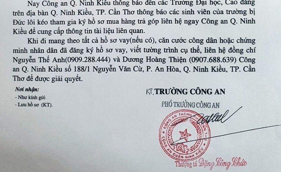 Diễn biến mới vụ hàng trăm sinh viên ở Cần Thơ bỗng dưng ôm nợ