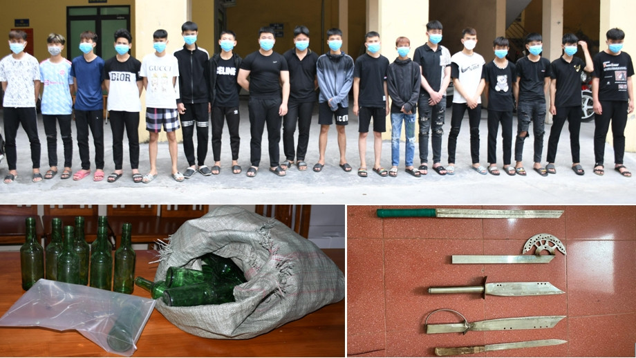 Dozens of young Hai Phong hold bottles and weapons and beat everyone they meet