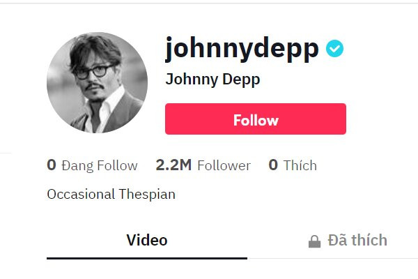 Tài khoản Tiktok của Johnny Depp đạt hơn 2 triệu người sau 1 ngày