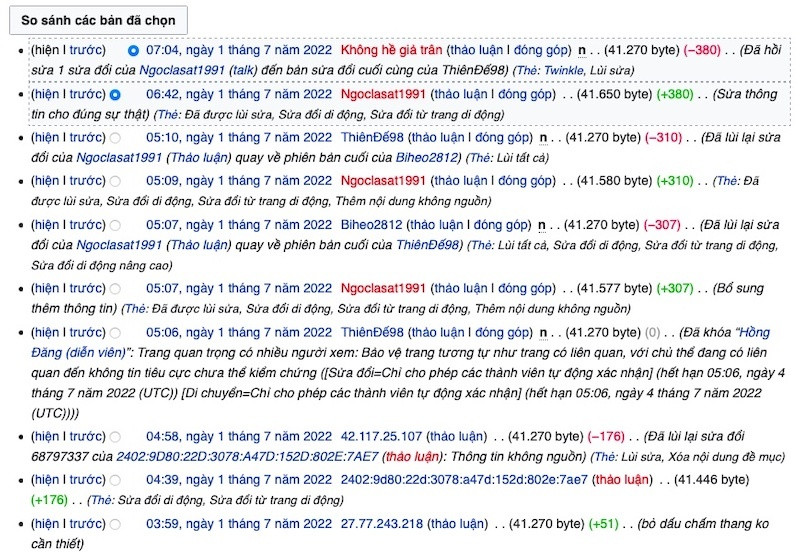 [Tin công nghệ mới] Giành nhau chỉnh sửa thông tin về diễn viên Hồng Đăng trên Wikipedia
